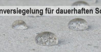 Foto Betonversiegelung mit abperlenden Wassertropfen